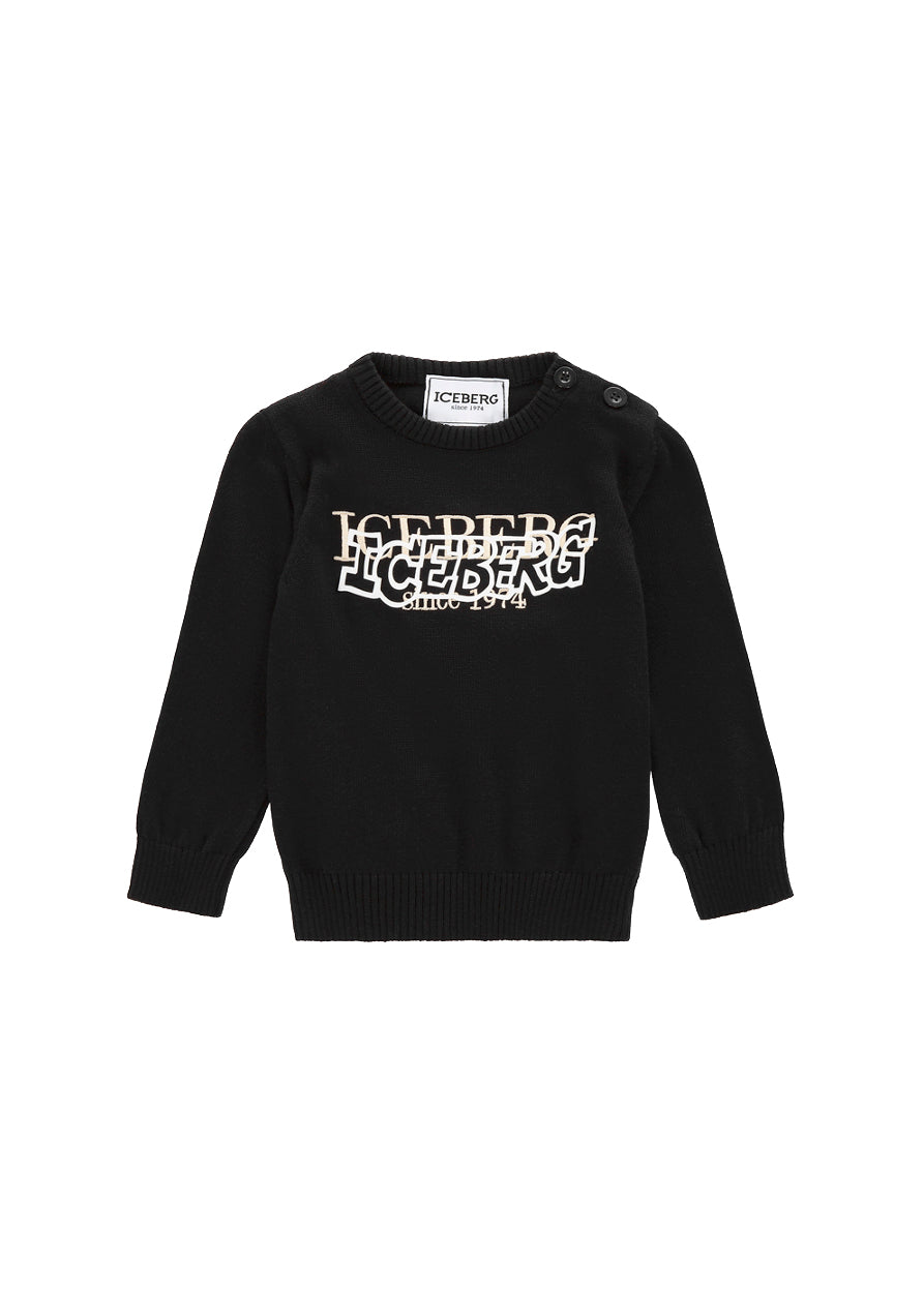 Iceberg Kids Maglioncino Nero con Intarso per Neonati