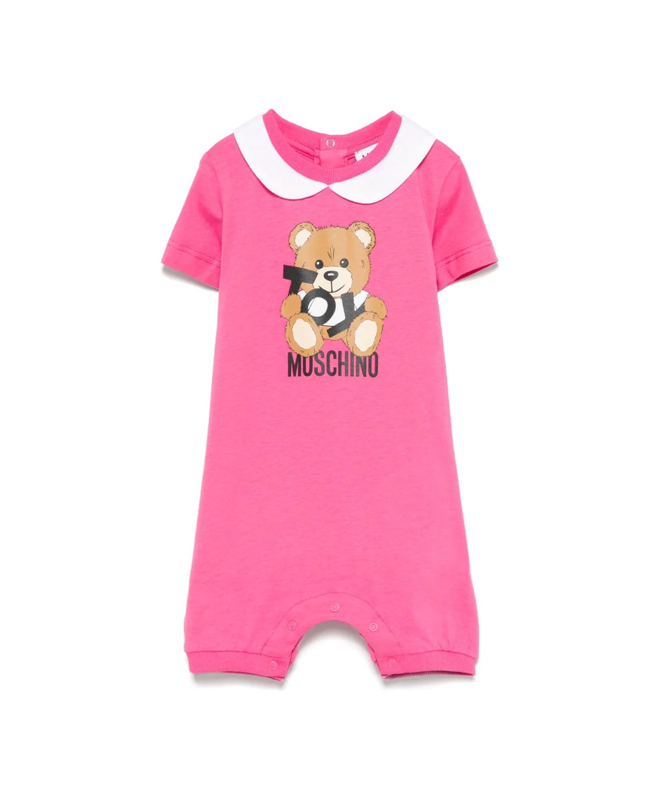 Moschino Kids Tutina Fucsia con Stampa Toy per Neonati