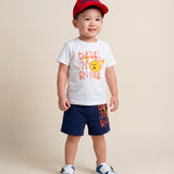 Diesel Kids Completo Bianco e Denim con Stampa per Neonati