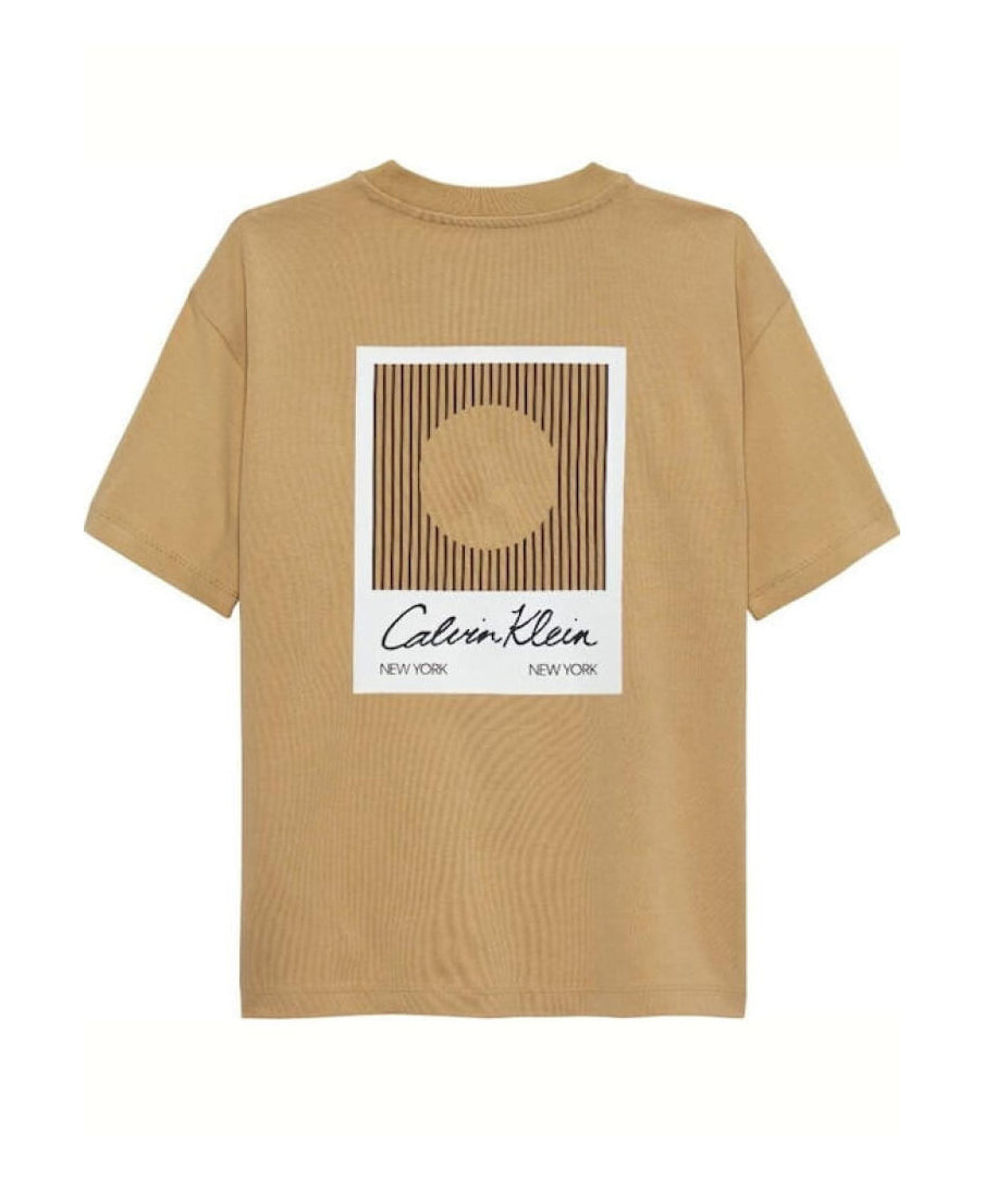 Calvin Klein Kids T-Shirt Beige con Logo e Stampa sul Retro per Bambini