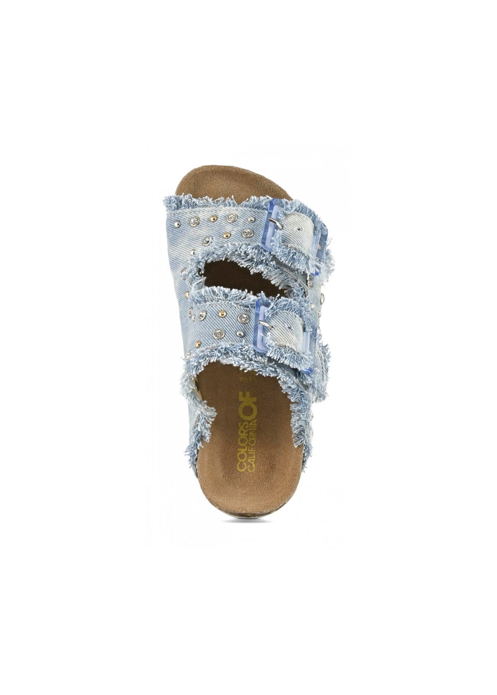 Colors of California Sandalo Doppia Fascia Denim con Strass per Bambine