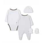 Boss Kids Tutina con Body Cappellino e Muffole Bianco per Neonati (retro)