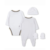 Boss Kids Tutina con Body Cappellino e Muffole Bianco per Neonati (retro)