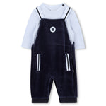 Boss Kids Salopette a Costine + T-shirt Navy per Neonati