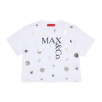 Max & Co Kids T-Shirt Bianco con Applicazione e Logo per Bambine