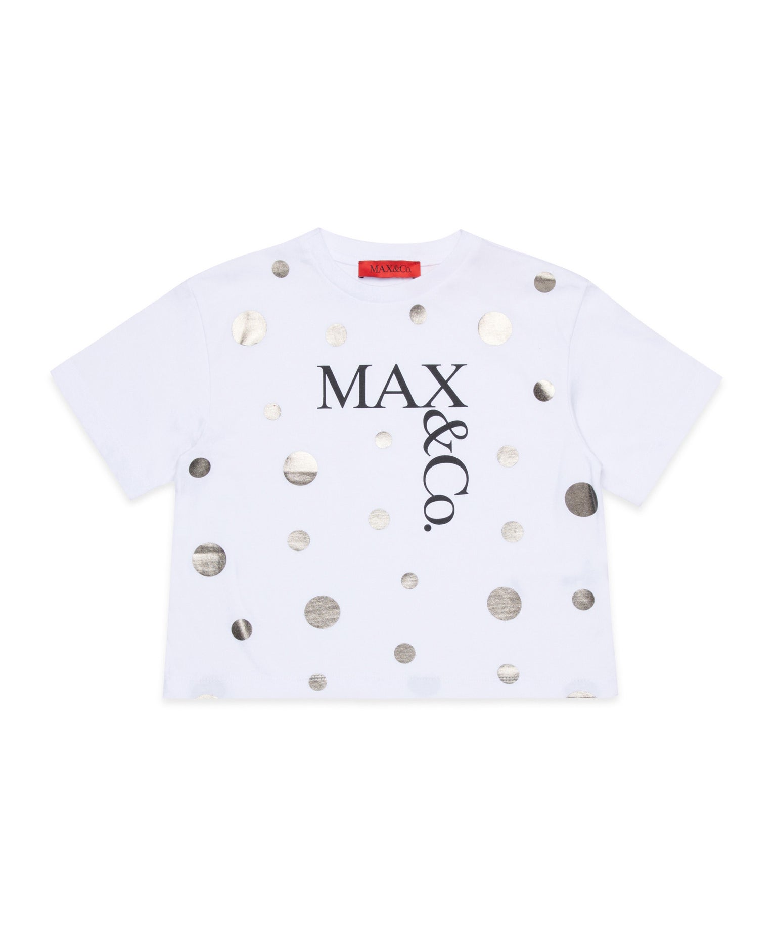 Max & Co Kids T-Shirt Bianco con Applicazione e Logo per Bambine