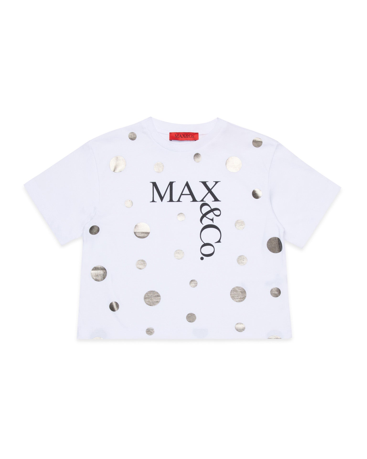 Max & Co Kids T-Shirt Bianco con Applicazione e Logo per Bambine
