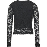 MSGM Kids T-Shirt in Pizzo Maniche Lunghe con Logo Rosso per Bambine