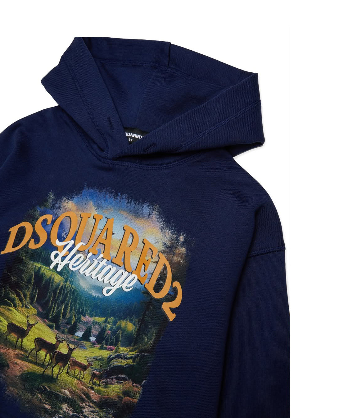 Dsquared2 Kids Felpa Blu con Stampa Heritage per Bambini