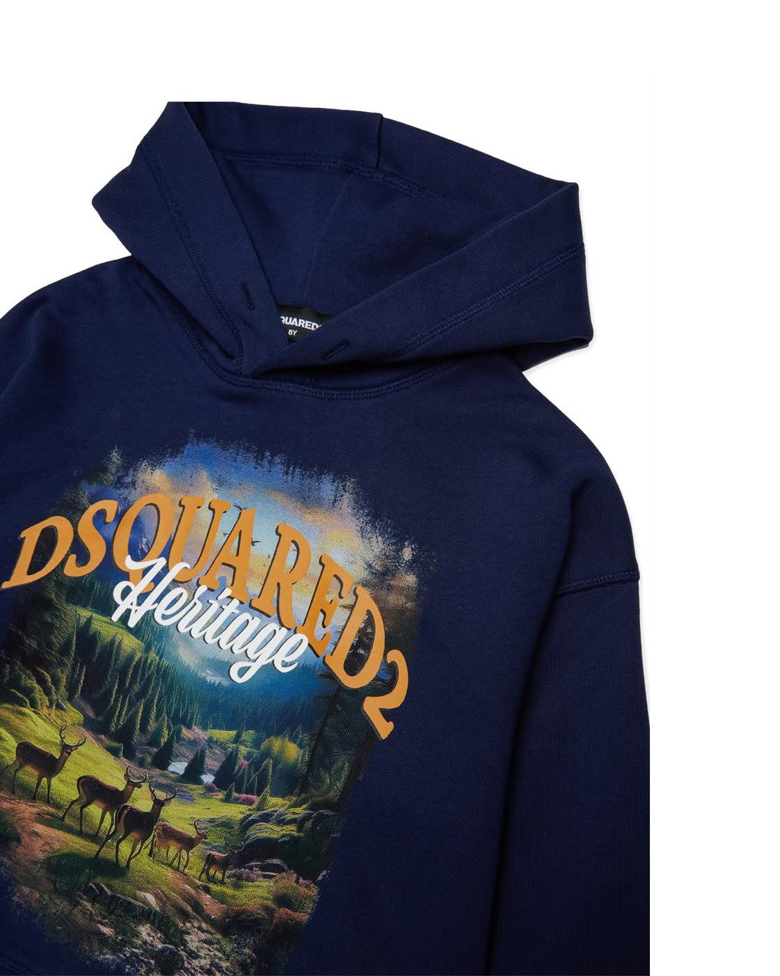 Dsquared2 Kids Felpa Blu con Stampa Heritage per Bambini