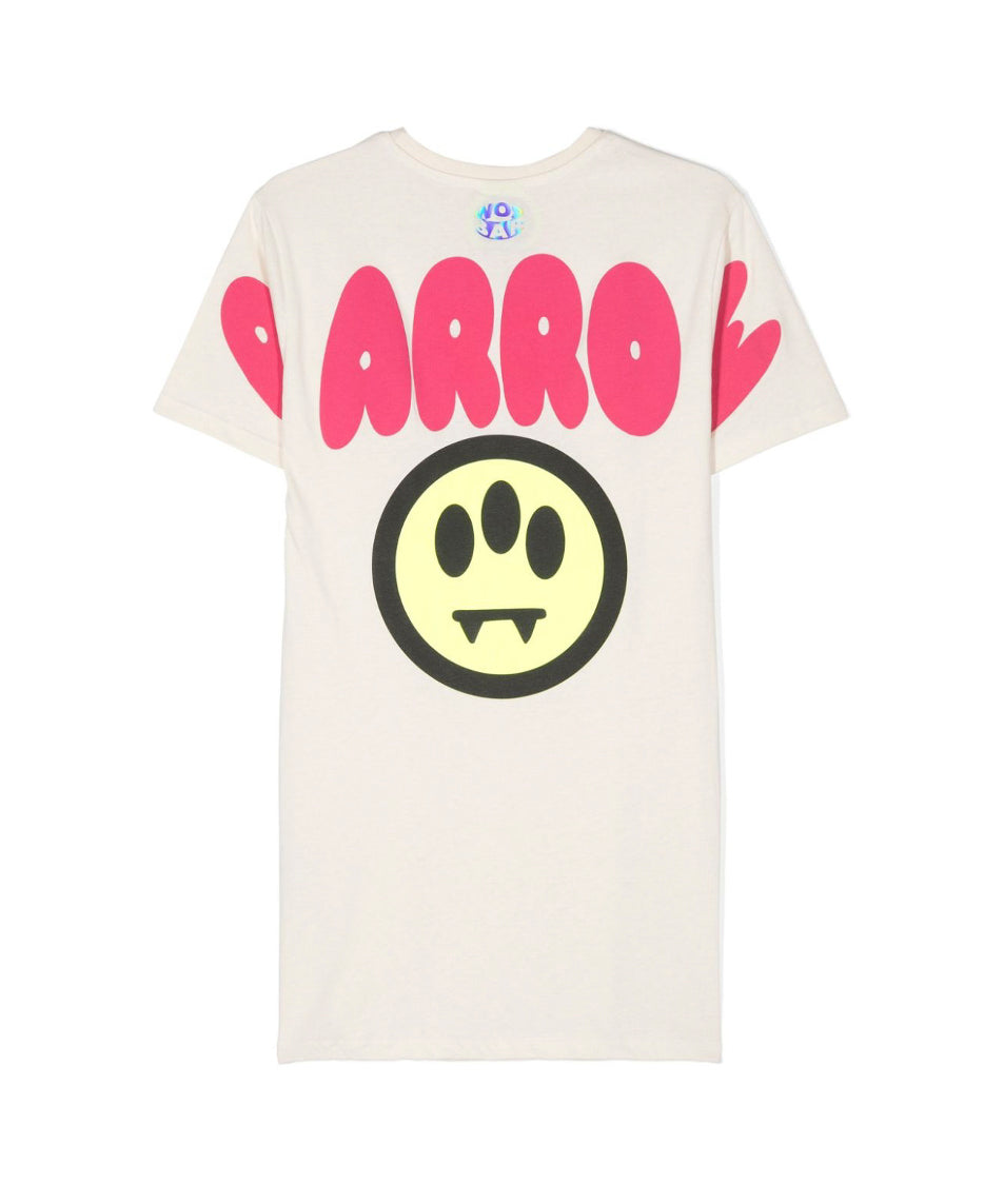 Barrow Kids Abito Crema con Stampa Logo per Bambine (retro)