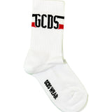 Gcds Kids Calzino Bianco Nero e Rosso con Logo Unisex