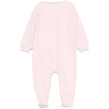 Moschino Kids Tutina Rosa in Cotone con Colletto, Tasche Teddy Bear e Logo per Neonate