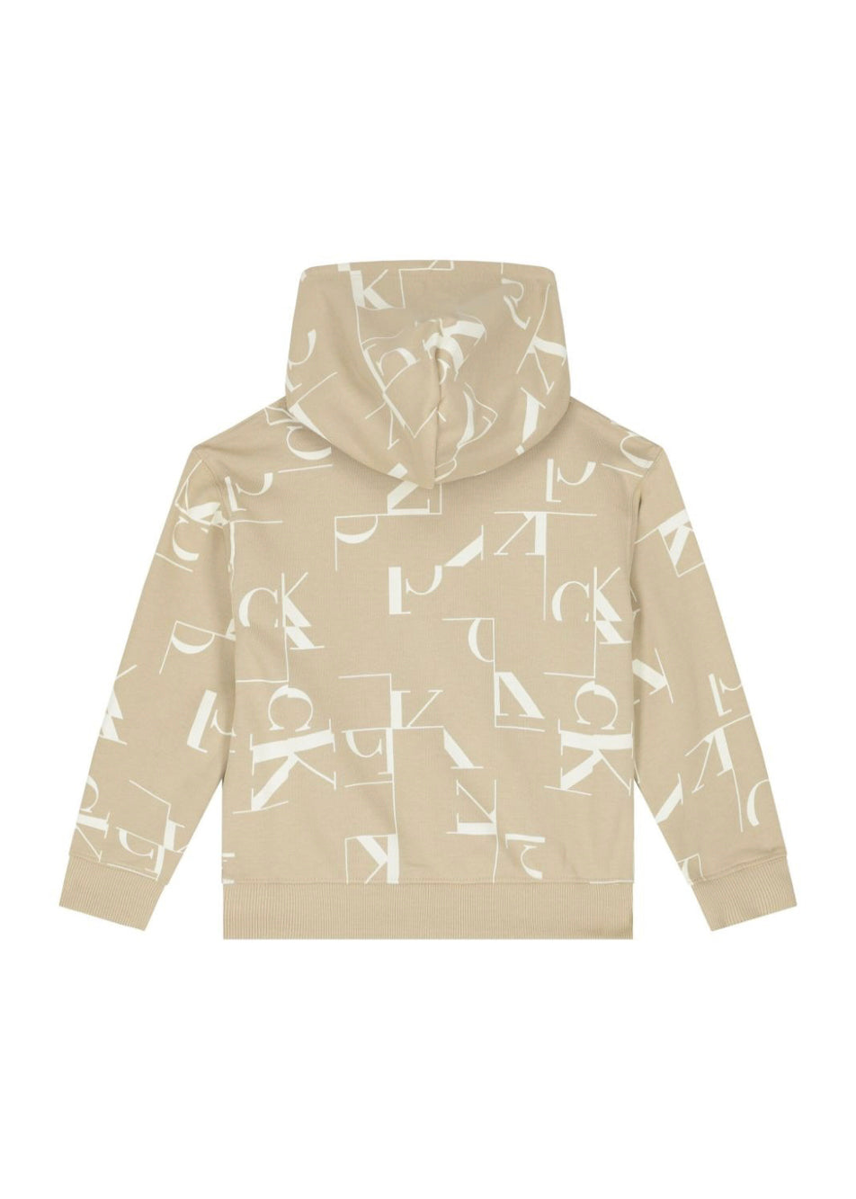 Calvin Klein Kids Felpa Beige con Cappuccio con Logo Monogram per Bambini (retro)