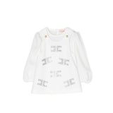 Elisabetta Franchi My Little Girl Ivory Dress with Rhinestones and Shirt for Newborns