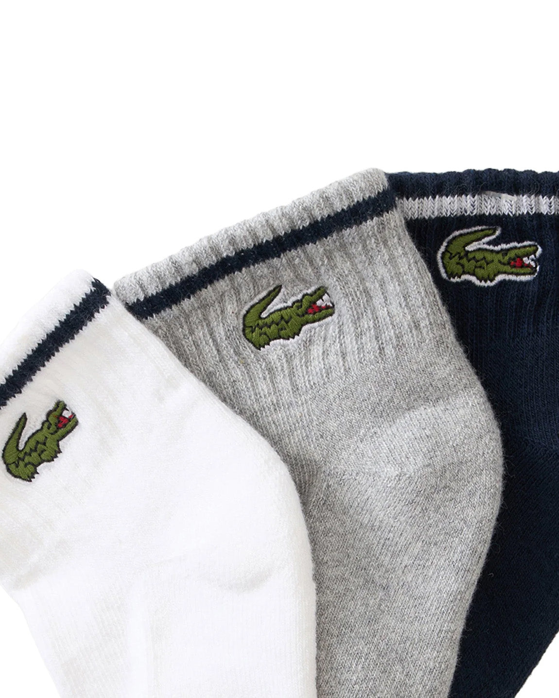 Lacoste Kids Calzini Bianco Grigio e Blu con Logo per Neonati