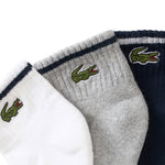 Lacoste Kids Calzini Bianco Grigio e Blu con Logo per Neonati