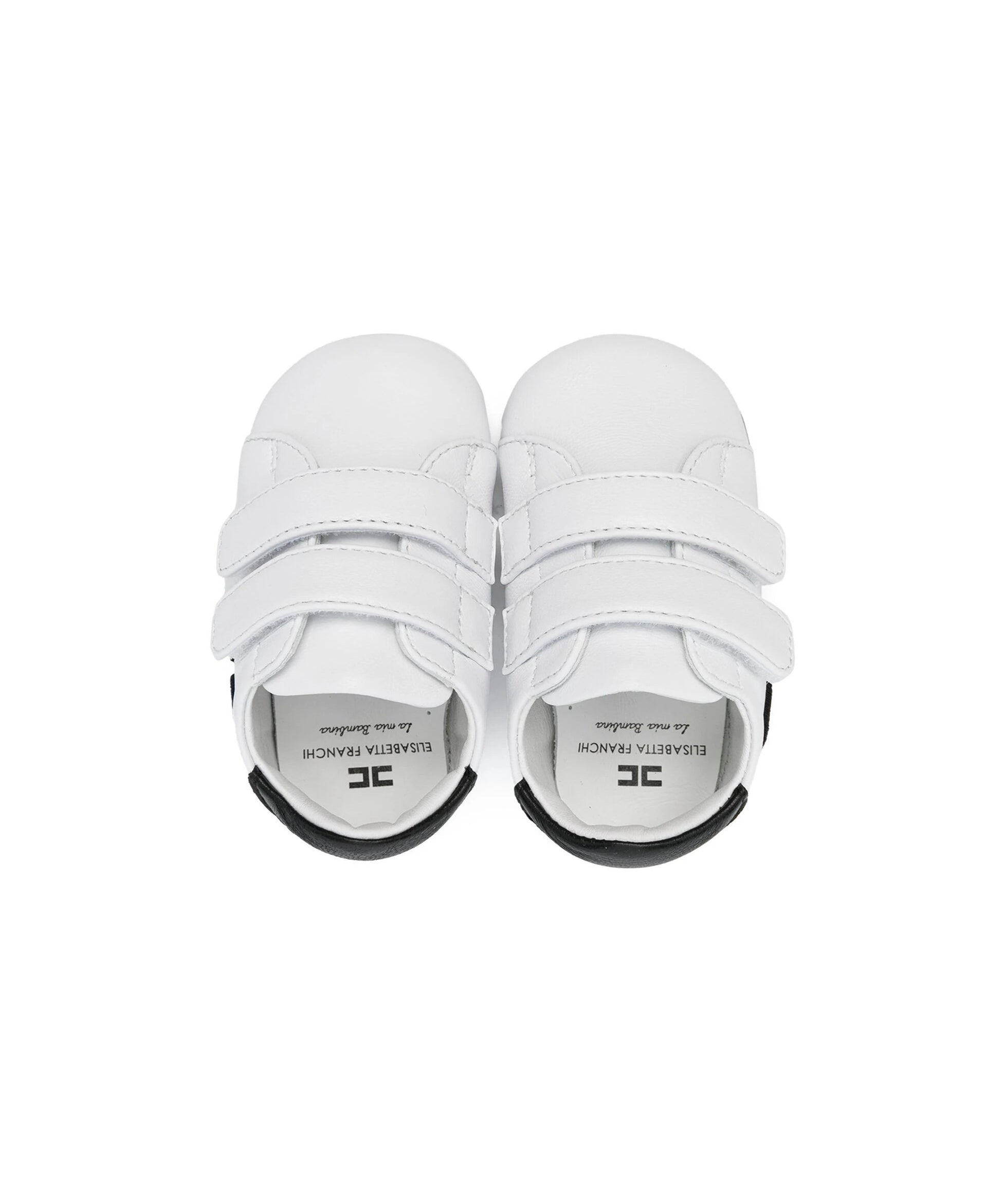 Elisabetta Franchi La Mia Bambina Scarpine Primi Passi Bianco/Nero con Logo Ricamato Florence Kids 