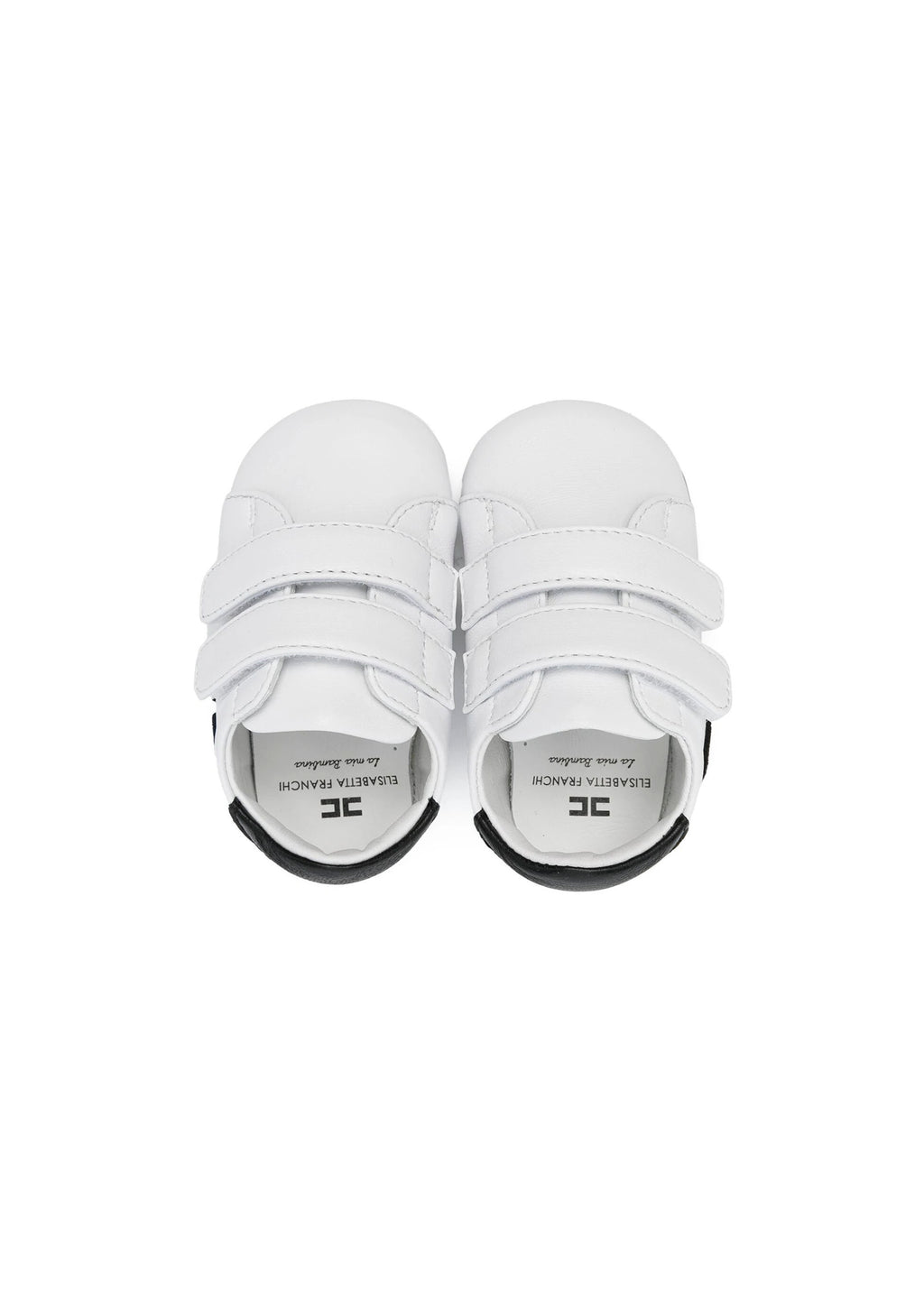 Elisabetta Franchi La Mia Bambina Scarpine Primi Passi Bianco/Nero con Logo Ricamato Florence Kids 