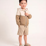 Boss Kids Beige Windbreaker Jacket with Hood for Children