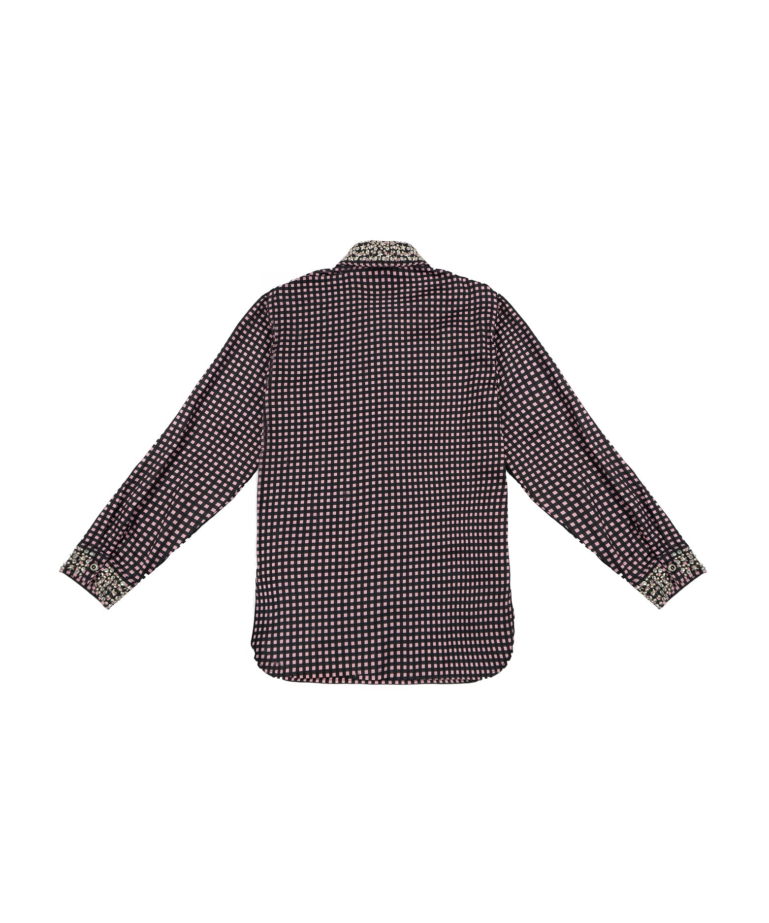 John Richmond Kids Camicia a Quadri Nero/Rosa con Applicazioni per Bambine