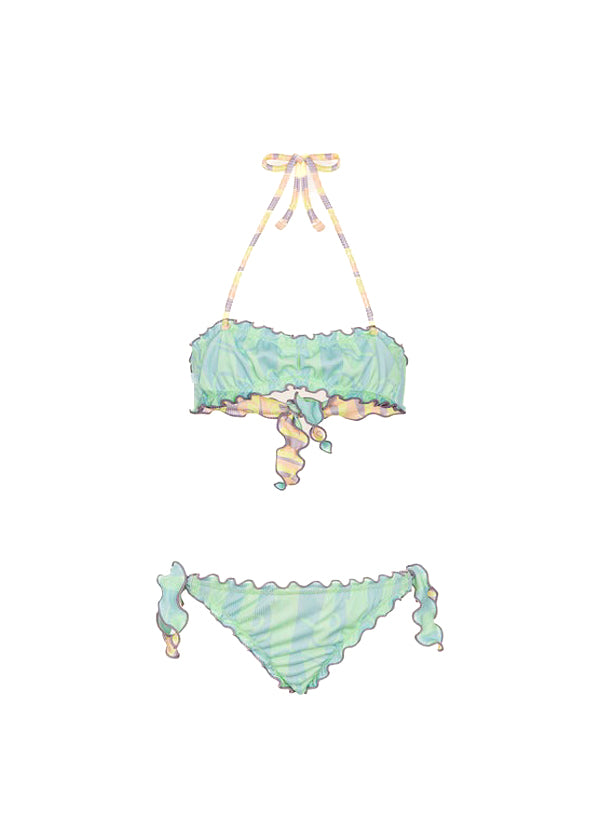 Effek Costume Bikini Fascia Multicolor Reversibile per Bambine