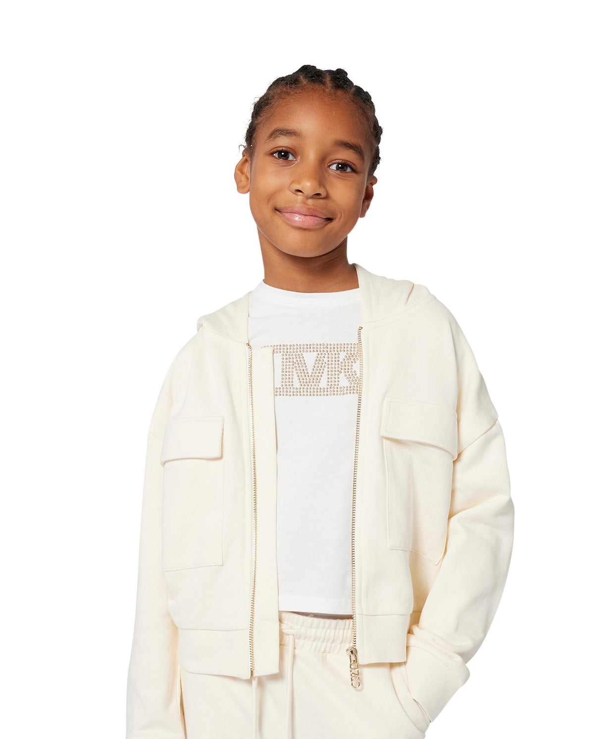 Michael Kors Kids Felpa Crema per Bambina