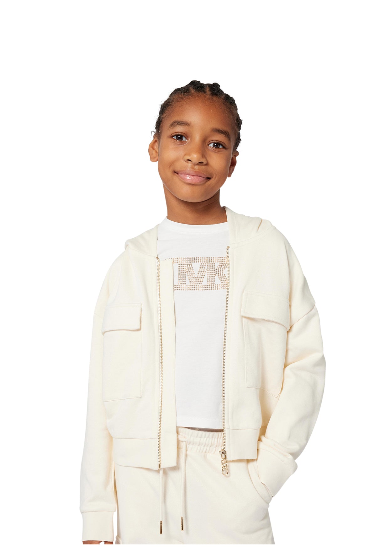 Michael Kors Kids Felpa Crema per Bambina