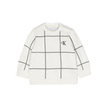 Calvin Klein Kids Felpa Girocollo Avorio a Righe per Neonati