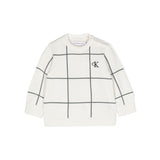 Calvin Klein Kids Felpa Girocollo Avorio a Righe per Neonati