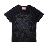 Diesel Kids T-Shirt Nero con Strass e Stampa Unisex
