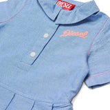 Diesel Kids Abito College Celeste con Applicazione Logo per Neonate