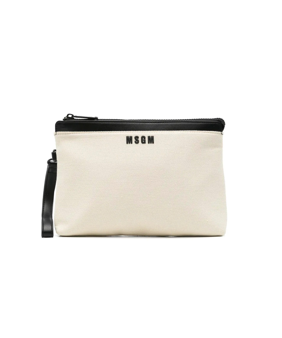 MSGM Kids Borsa Pochette Crema con Logo