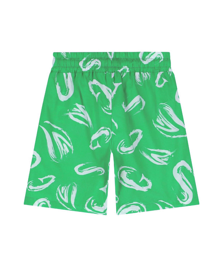 MSGM Kids Bermuda Verde con Stampa Astratta