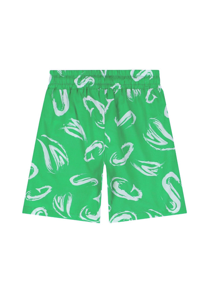 MSGM Kids Bermuda Verde con Stampa Astratta