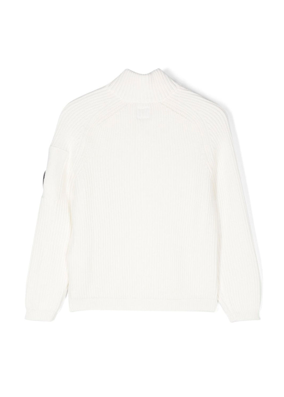 C.P. Company Kids Maglione Bianco con Zip a Coste per Bambini
 (retro)