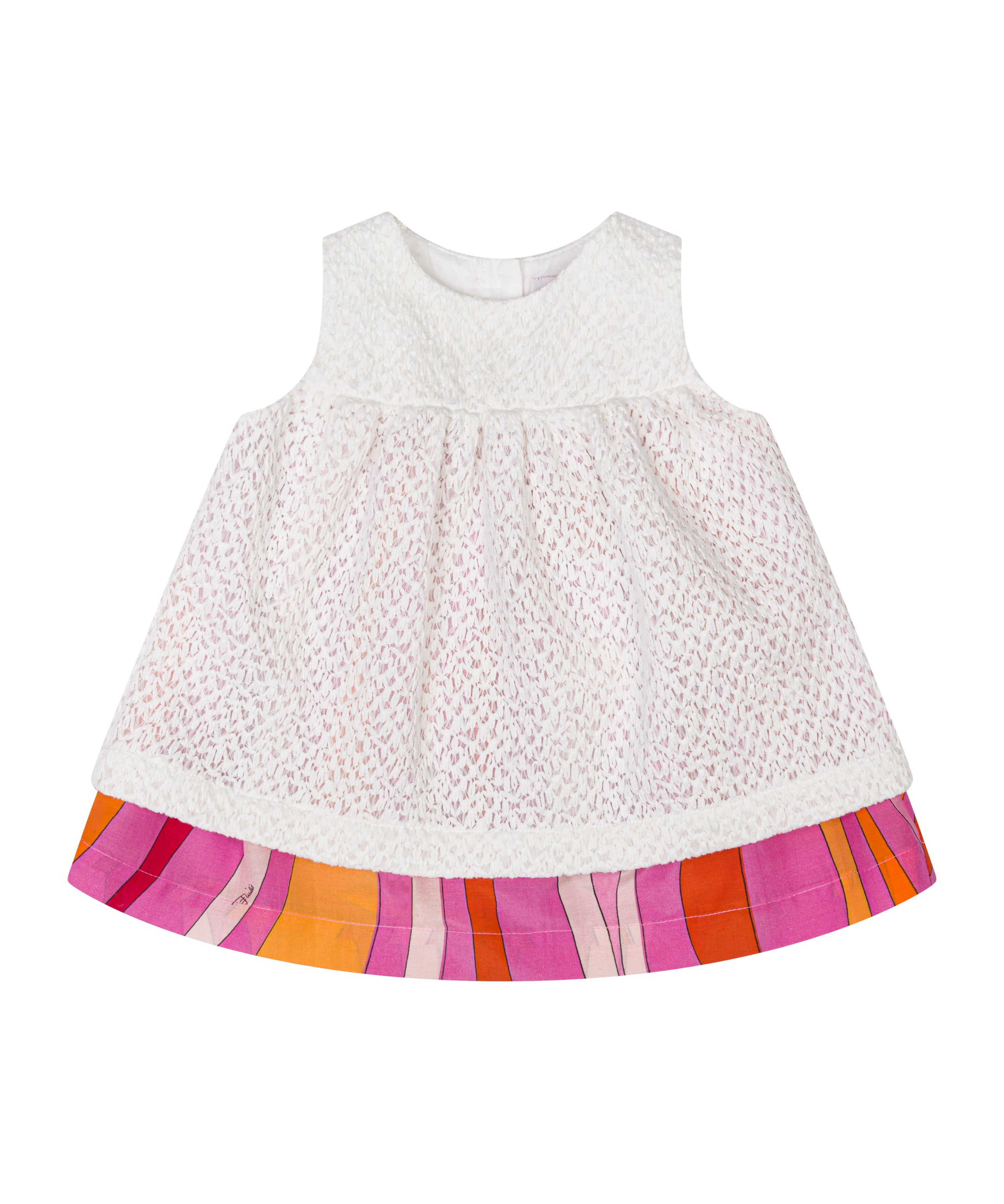 Emilio Pucci Kids Abito Fantasia Bianco e Rosa per Neonate