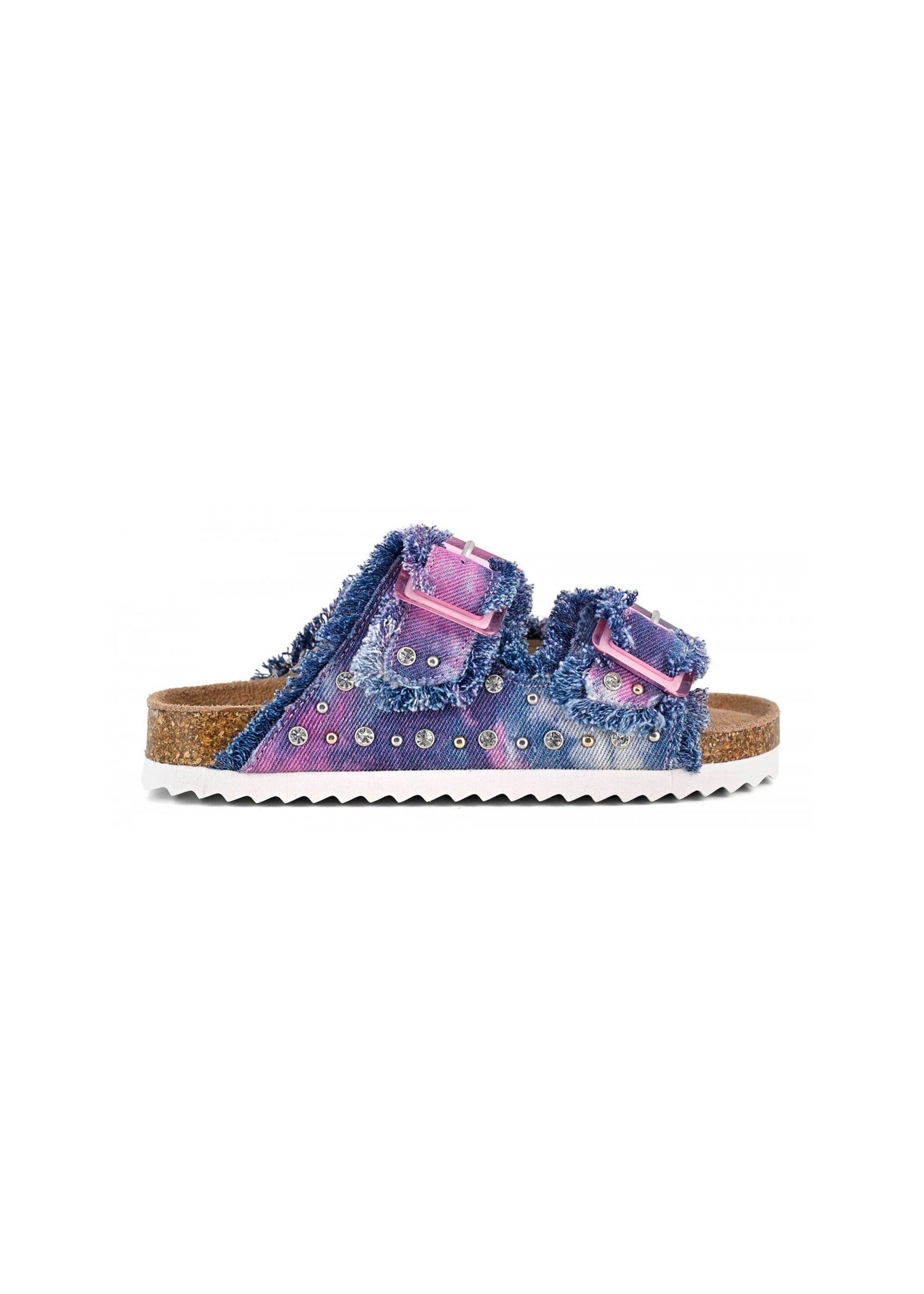 Colors of California Sandalo Doppia Fascia Multicolor con Strass per Bambine