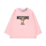 Moschino Kids T-shirt Manica Lunga rosa con Stampa per Neonate