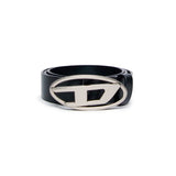 Diesel Kids Cintura Nera in Pelle con Logo Oval D 1