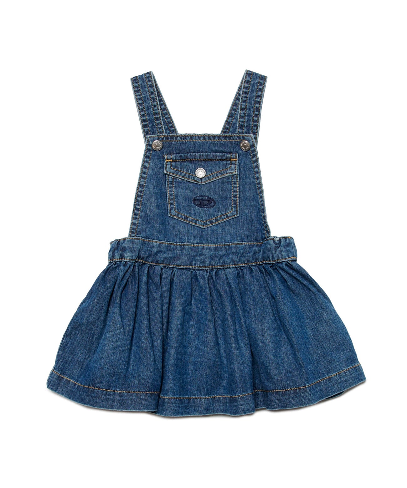 Diesel Kids Salopette di Jeans per Neonate frontale
