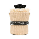Twinset Kids Borsa a Secchiello Effetto Rafia con Logo