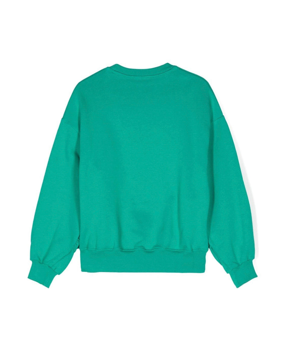 MSGM Kids Felpa Verde con Stampa Logo per Bambine (retro)