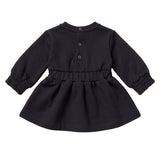 Elisabetta Franchi Kids Vestito Nero in Felpa con Logo Ricamato e Charm Cuore per Neonate