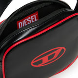 Diesel Kids Borsa Nera con Logo Oval D a Contrasto e Dettagli Rossi a Contrasto per Bambine