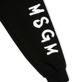 MSGM Kids Pantaloni in Tuta Neri con Logo per Bambini