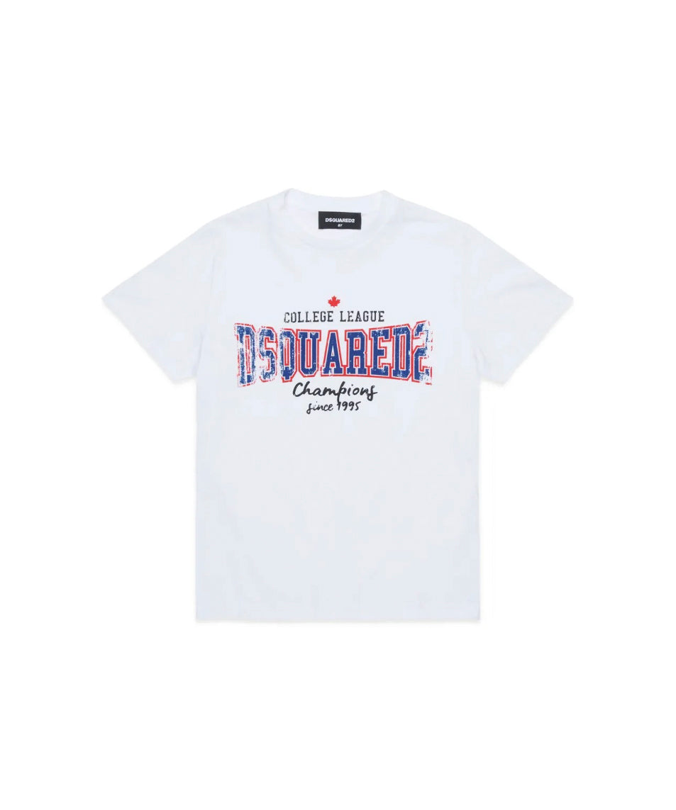 Dsquared2 Kids T-shirt Bianca con Logo per Neonati