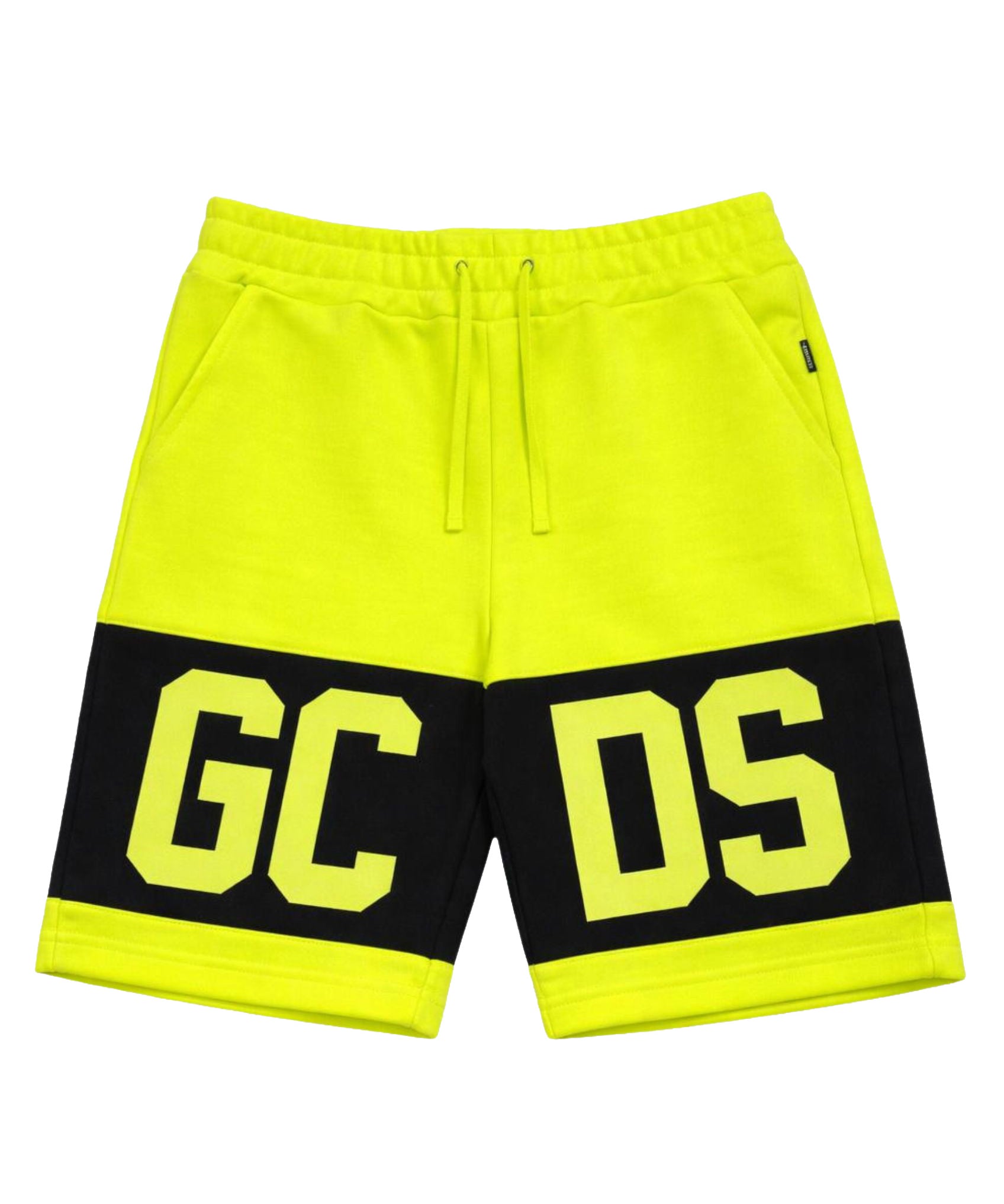 GCDS Bermuda Giallo/Nero con Banda Logo per Bambini