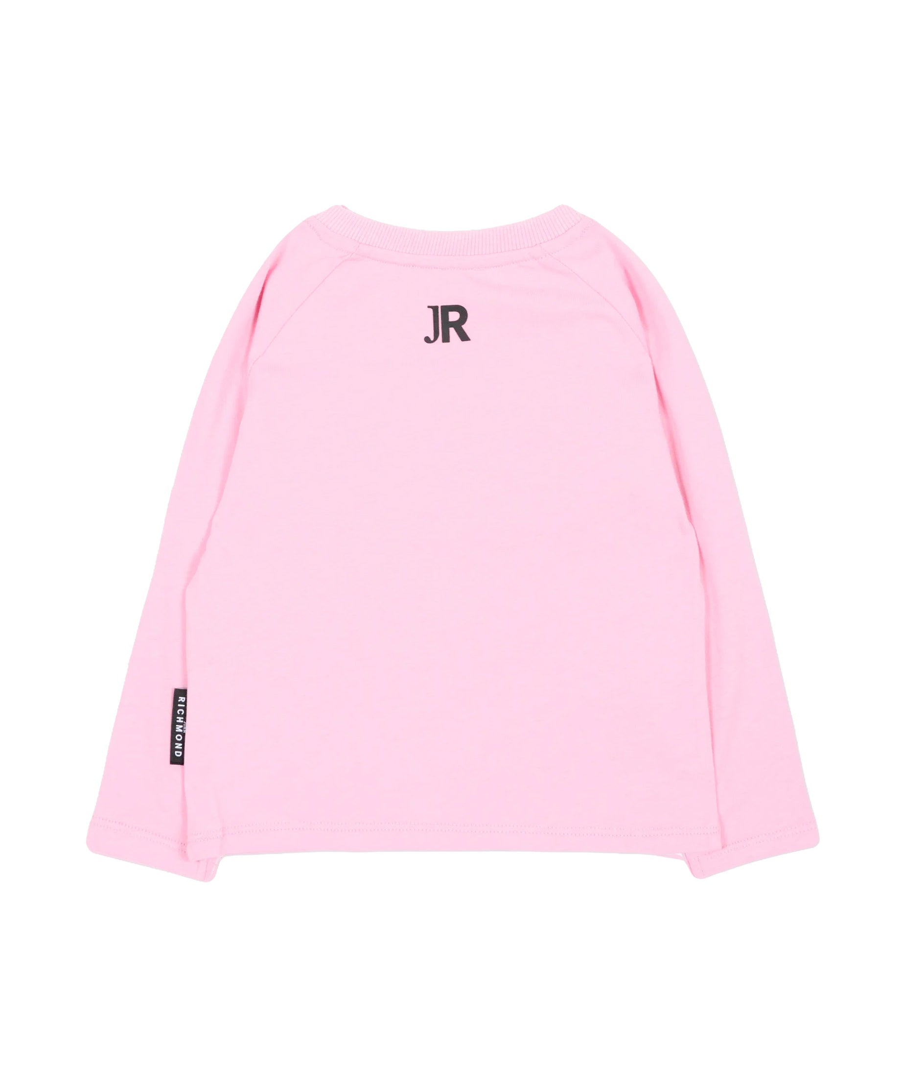 John Richmond Kids T-Shirt Manica Lunga Rosa in Cotone con Logo Stampato per Bambine