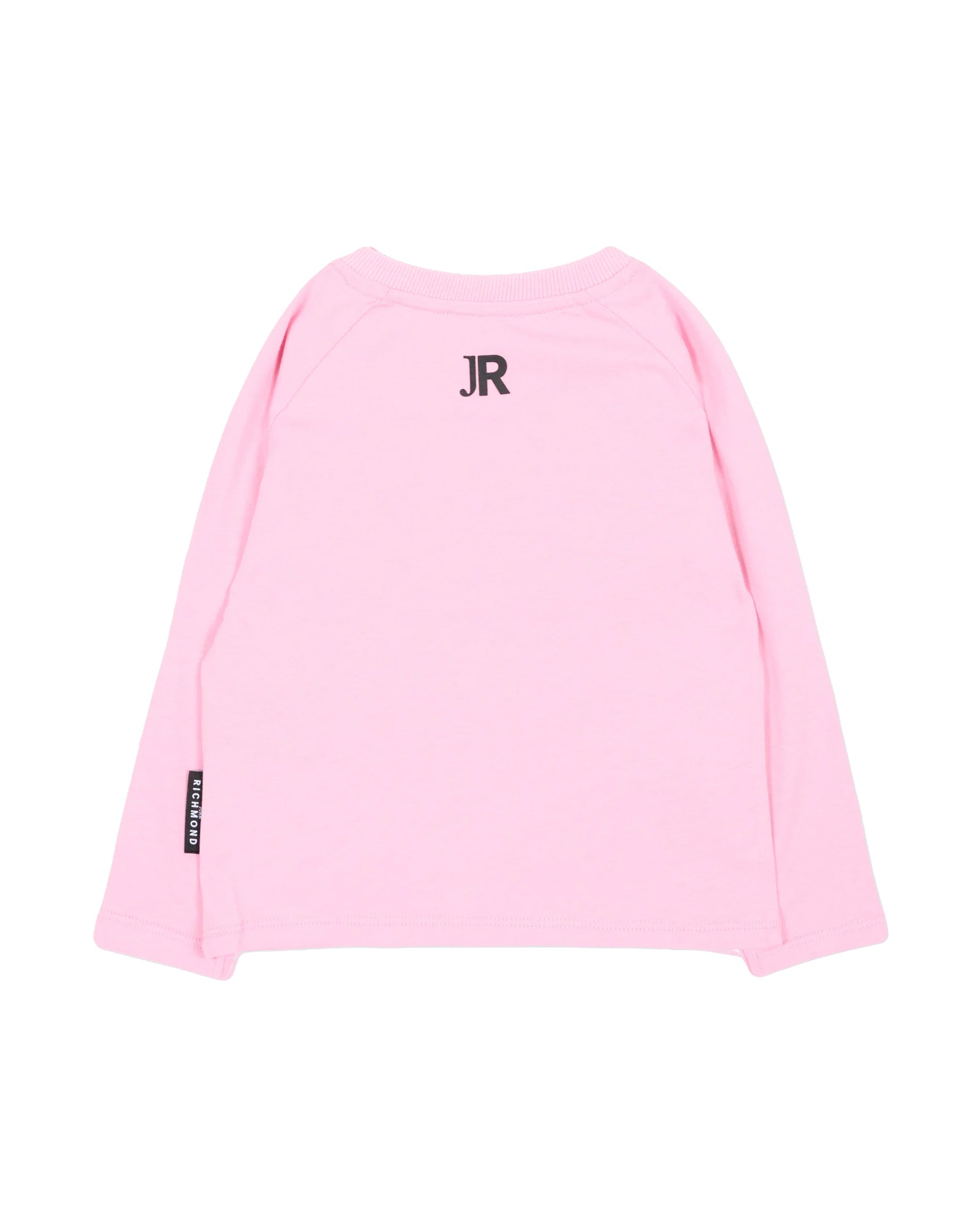 John Richmond Kids T-Shirt Manica Lunga Rosa in Cotone con Logo Stampato per Bambine
